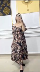 Godwin Collection - Dress Ribbon Sisca Flow Dress Ribbon Motif Bunga Super Cantik Dress Rayon Kekinian Dress Pantai Hits Pretty Dress Ala Korean Style Trendy
