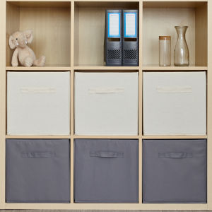 Class Grid Cabinet Storage Box Fabric For Home Non-Lid Storage Box Foldable Kids Toy Storage Customizable