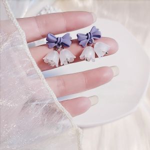 Original Design Bellflower Ear Cuff Summer Gentle Fairy Purple Butterfly Bow Sweet Girl No Piercing Earrings Fashion Jewelry
