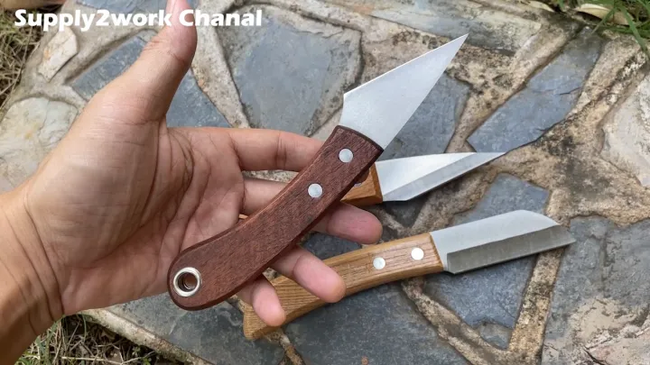 มีดตอนกิ่งด้ามไม้ ใบมีด SK-5 สำหรับงานสวน