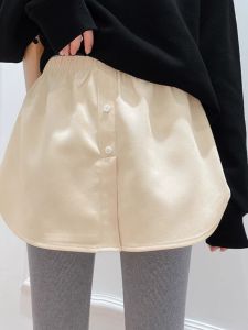 กางเกงขาสั้นลายฉลาม เสื้อเชิ้ต กางเกงขายาวสำหรับผู้หญิง ชุดเดรสฤดูใบไม้ร่วงและฤดูหนาว กระโปรงยาวครึ่งตัว เอวกลาง ทรงเอ