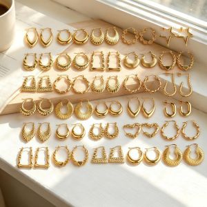9/15/18Pairs/Lot Fashion Classic Delicate Round Stainless Steel Hoop Earrings For Women Charm Jewelry Accessories Daily Gifts