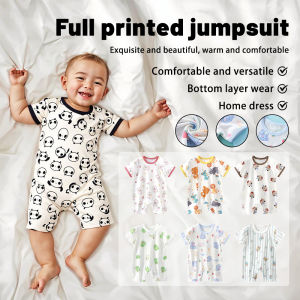 【Local Stock】Baby Cotton Jumpsuit Cool And Breathable Childrens Clothing Practice Crawling Ability Baby Crawling Clothes 0-12M