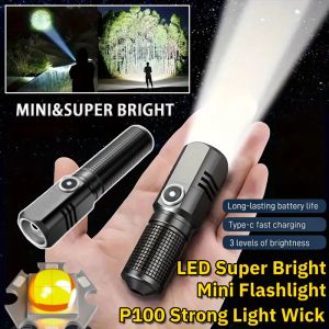 Mini Bright LED Flashlight Waterproof Outdoor Emergency Camping Lantern Torch USB Rechargeable Lamp Focusing Penlight