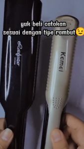 Catokan Rambut Kemei KM 327 Pelurus Rambut Dan Curly Temperatur Control - Gold