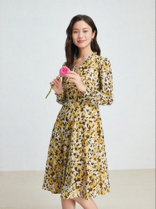 Koradior | Autumn Butterfly Print Tea Dress Long Sleeve Elegant Bodycon Elastic Tulle