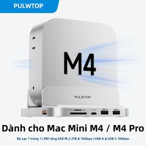 Vỏ Ổ Cứng SSD PLWTOP 4TB Cho Mac Mini M4 Dock Với Cổng USB A/C 10Gbps USB A 2.0 SD/TF Cổng Âm Thanh Dành Cho Mini M6 M5 Pro M4/M4 Pro