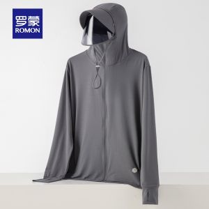 ROMON | Ultra-Thin Summer Sunscreen Ice Silk Casual Fishing Jacket Men Women Outdoor Breathable Lightweight Zipper Hooded Long Sleeve