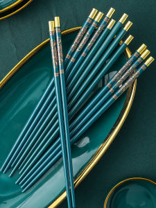 Emerald Jingdezhen Ceramic Chopsticks Public Chopsticks Household Bone China Chopsticks Mildew-Proof Moisture-Proof 10 Pairs Good-Looking Single Pair