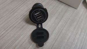 Quick Charge 5W 2.1A Dual USB Socket 12V/24V Car Charger Touch Switch USB Fast Charger Socket with Blue LED ambien