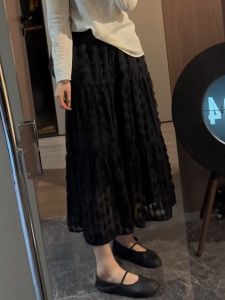 High Waist A-Line Midi Skirt Womens Fairy Tale Style Fashion Korean Design Slimming Elastic Waist Half Body Skirts