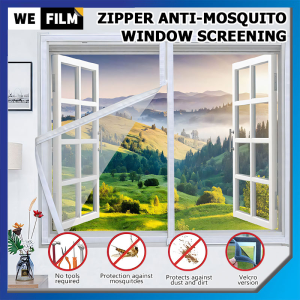 Zippered Window Screen Mosquito Net Window Washable self-adhesive Anti-mosquito Mesh Jaring Nyamuk