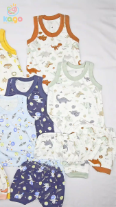 Setelan Baju Kutung Celana Pendek Bayi Print Dino Fiyeli Baby Matching Set Fullprint