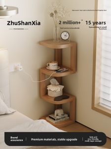Modern Minimalist Solid Wood Bedside Table Home Use Small Corner Shelf Multi-Function Side Table Replacement Utility