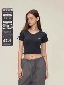 Áo Thun Ngắn Cổ Chữ V SMILE DDD Dành Cho Nữ Chất Liệu Cotton Mùa Hè Phong Cách Đường Phố Thể Thao Khiêu Vũ Sành Điệu