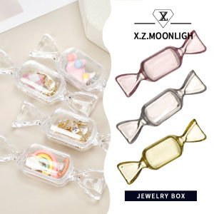 【 X.z. Moonligh】ต่างหูแหวนแบบพกพาขนาดเล็กกล่องเก็บโปร่งใสรูปลูกกวาดสาวน่ารักจัดเก็บเครื่องประดับกล่องเก็บเครื่องประดับ