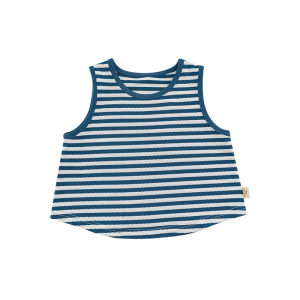 Comfortable Striped Sleeveless Vest for Girls Cute Exposed Skin Design Breathable Cool Cotton Blend Fabric Summer T-Shirt