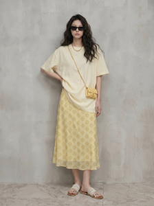 GULILI | Korean Style Light Yellow Linen Printed Skirt Set Women