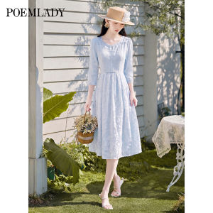 POEMLADY | Pink Slimming Square Neck 3/4 Sleeve Dress