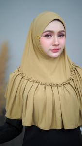 ฮิญาบแบบสวมสำเร็จ (ผ้าร่อง) ตกแต่งน่ารักๆ หน้าสวย ใส่ง่ายสุดๆ ใส่แล้วดูดีมากๆ HN25