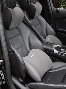 MOTUS ชุดเซ็ต2ชิ้น เบาะรองเอวนุ่มโฟมจำรูป ที่รองพิงหลังสำหรับรถยนต์ หมอนรองคอ รองไหล่ พนักพิงศีรษะ เมมโมรี่โฟม หนังนิ่ม หมอนรองคอเก้าอี้ พร้อมส่งในไทย รุ่น:ZD1