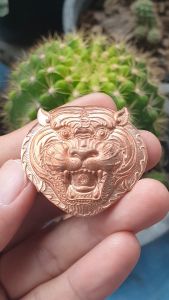 รับประกันแท้ - เหรียญหน้าเสือ มหาอำนาจ หลวงปู่แสน ปสันโน วัดบ้านหนองจิก ปี 2562 เนื้อทองแดงผิวไฟ เหรียญแจกในพิธี พระแท้ราคาถูก น่าสะสม