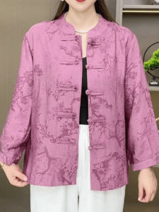 ฤดูร้อน แม่สไตล์จีนใหม่บาง เสื้อโค้ท เปิด คาร์ดิเกน แจ๊กเก็ต Nine-bruce Sleeve D-buckle เรียบหรู Vintage ผู้หญิง เสื้อท่อนบน