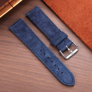 Suede Leather Watchband 18mm 19mm 20mm 22mm Watch Strap Grey Blue Black Brown Stitching Band Quick Release Replacement Wristband