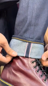 raw denim 15oz celana jeans pria selvedge accent redline - celana selvedge salvadge denim sanforized