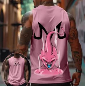 Dragon Ball | Dragon Ball Anime In Hình Nam Màu Hồng Cơ Phù Hợp Với Áo Tank Top Dạo Phố Mùa Hè Thường Ngày Thể Dục 3D In Hình Cổ Tròn Không Tay Áo Thun