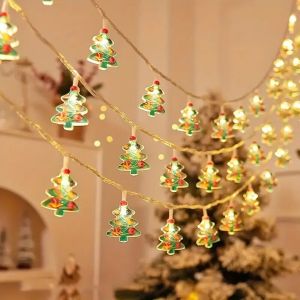 1pc LED Christmas Decor Lights String Classic Santa&Snowman DesignBattery OperatedRoom DecorationsChristmas Tree Decorations