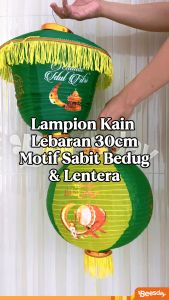 Lampion Dekor Idul Fitri 30cm | Hiasan Lebaran Kain Sablon | Sabit Bedug Lentera