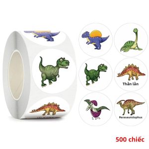 500-1500 Chiếc 1 Inch Hoạt Hình Khủng Long Động Vật Dán Chất Liệu Nhựa PVC Dành Cho Trẻ Em Giáo Viên Phần Thưởng Khuyến Khích Văn Phòng Phẩm Thủ Công DIY