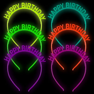 Happy Birthday Fluorescent Hair Bands Party Supplies Crown Tiara Girls Boys Birthday Creative Dress Up Scene Atmosphere Decor