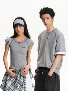 JNXS | Áo Thun Henry Neck Honeycomb Tối Giản