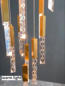 【ENG-LIGHTING】 Crystal Staircase Chandelier Long Pendant Light Ceiling Light Stair Chandelier