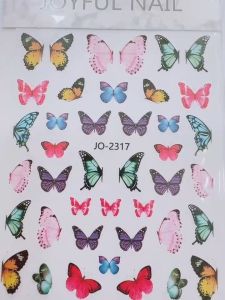 Colorful Butterfly Nail Sticker JO2306-2329 美甲蔷薇蝴蝶贴纸珠光宝气蝴蝶唯美指甲防水美甲贴花