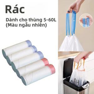 5 Cuộn Túi Đựng Rác Dung Tích Lớn 20L/30L/60L Thùng Rác Có Dây Rút Thông Minh Tương Thích Túi Đựng Rác Gia Dụng Dày Dặn Dùng Một Lần