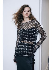 Cut Out Heavy Industry Crochet Tops Fancy Loose Sun Protection Air-Conditioner Blouse Fancy Knitwear Long Sleeves Womens Summer