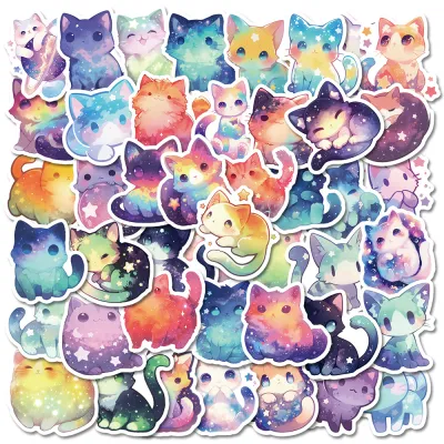 10/30/50pcs Starry Sky Cats Stickers Cartoon Decals DIY Fridge Bike Phone Notebook Stationary Waterproof Cute Kids Sticker Toys