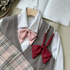 Shindek Jk Double Layered Diagonal Sailor Shirt ผู้หญิง เนคไท ลำลอง Pure Color โพลีเอสเตอร์ ฤดูใบไม้ผลิ 2024 อุปกรณ์เสริมสไตล์