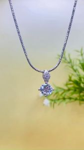 Dây chuyền bạc ý S925 xi bạch kim kiểu mì kim cương 1li5 dài 45cm Mặt dây chuyền bạc mạ vàng trắng kiểu 4 chấu 9li Vòng cổ bạc xi kim thiết kế thanh lịch và đẳng cấp - KIM LỘC PHÁT DMCK