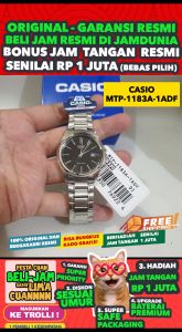 CASIO ORIGINAL - CASIO MTP-1183A-1A - Analog MEN - Abu-Abu Hitam- Strap Stainless - Jam dunia JD18ST # Jam Tangan Pria Cowok Anti Air Digital Analog + CASIO MTP 1183A 1A MTP-1183A 1183 A MTP1183 MTP-1183 MTP1183A $ WR0 STS SD7