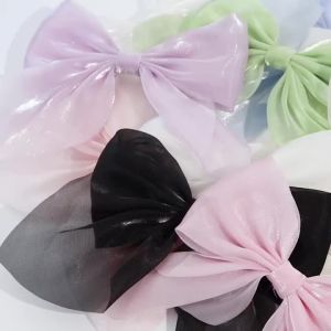 4Pcs Shining Chiffon Ribbon Bows Satin Ribbon Bowknot Flower for DIY Handwork Hairpins Crafts Wedding Party Decoration Supplies