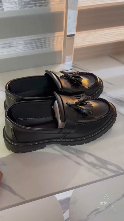 ALVIN Korea Fashion Loafers For Men Casual Leather Loafers Black Leather Shoes School Shoes men high school#8958