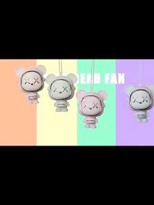 พัดลมบินอวกาศ รูปหมี 500mAh พัดลมห้อยคอ รูปแบบพกพา ขนาดเล็ก การ์ตูนหมีอวกาศ