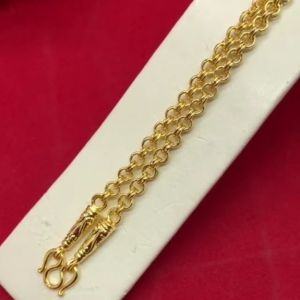 สร้อยคอทองลายห่วงคู่หัวจรวด ความยาว 25-26 นิ้ว เทียบเท่า 2 บาท งานสวย ใส่เเทนของจริงได้ ชุบทอง สีเหมือนจริง ทองปลอม