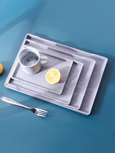 จานเสิร์ฟทรงสี่เหลี่ยมพื้นผิวเรียบสไตล์ยูโรเปียนแบบเรียบง่ายสำหรับใช้ในบ้านและโรงแรมระดับไฮเอนด์