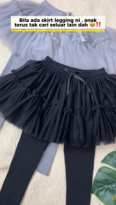 Kids Girl Skirt Legging | Baby Girl Tutu Pants 1-8Y | Toddler Legging with Skirt | Casual Raya Merdeka Outfit | White Gr