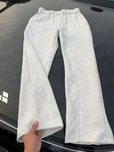 กางเกงวอร์มสไตล์อเมริกัน High Street สำหรับผู้ชาย ฤดูใบไม้ร่วง ฤดูใบไม้ผลิ กางเกงขายาวทรงหลวมเอวกลาง กางเกงขายาวทรงตรง